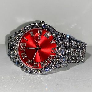 Silver Mens Roman Numerical Designer Trend Inspired Iced Ice Out Bling Watches.